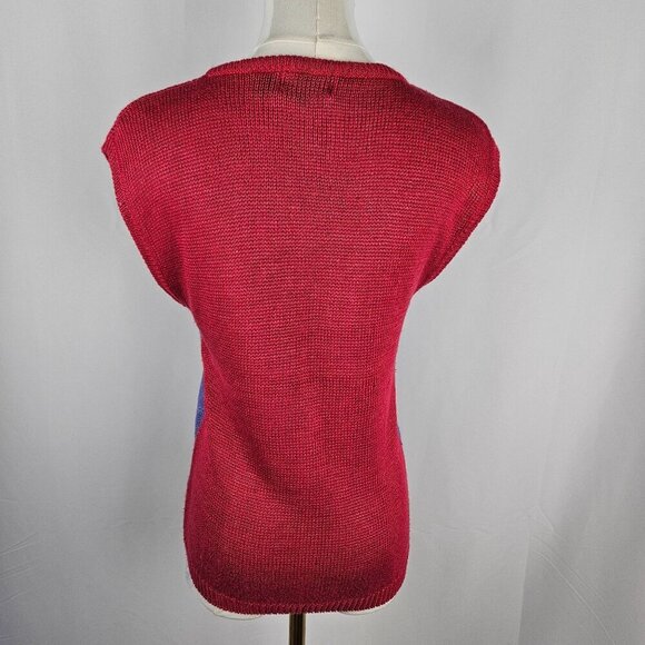 Vintage Jeanne Pierre Petite Knit Sleeveless Sweater Geometric Pink Retro Y2K - Picture 4 of 7
